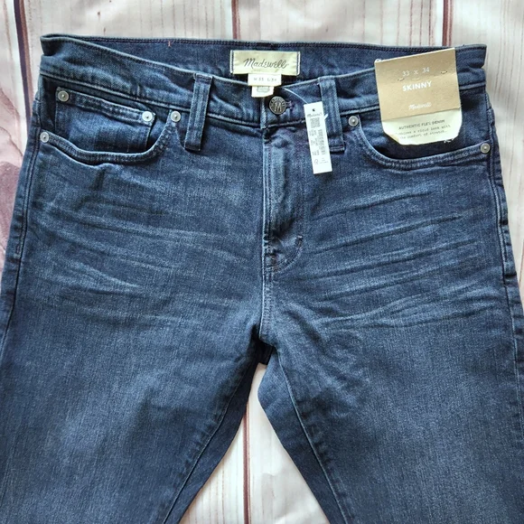 NWT Madewell "Skinny" Slender Dark Waites Wash Blue Jean #NC122 Men's Size 33x34 - Picture 3 of 12